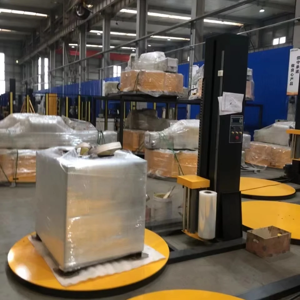 Pallet Wrapping Machine Automatic Turntable Pre-Stretch Stretch Film Wrapper with PLC Control High Efficiency Warehouse Use