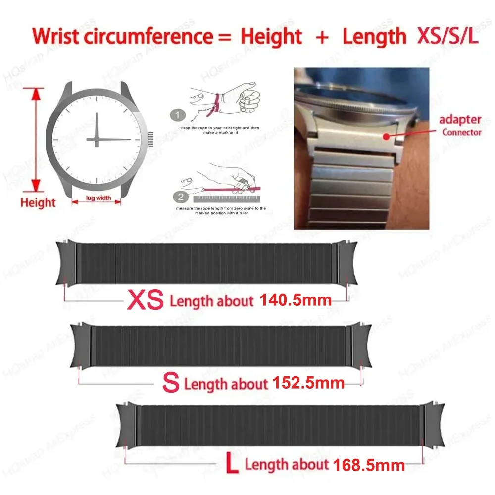 No Gaps Quick Fit Stainless Steel Elastic Strap for Samsung Galaxy Watch 6 Classic 43mm 47mm 40 44mm Bracelet for Watch 5 4 Band