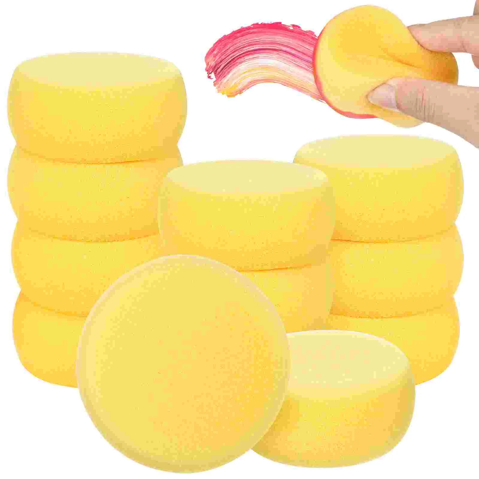 

12 Pcs Round Sponge Small Yellow Make up Sponges Grouting Painting Child Cleaning