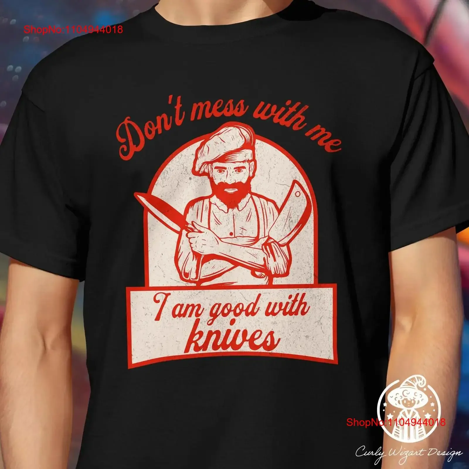 Camiseta de habilidad de cuchillo de Chef, ocupación divertida, cocinero, cocina, comida profesional, escritura dibujada a mano, Top de trabajo de cocina divertido y delicioso