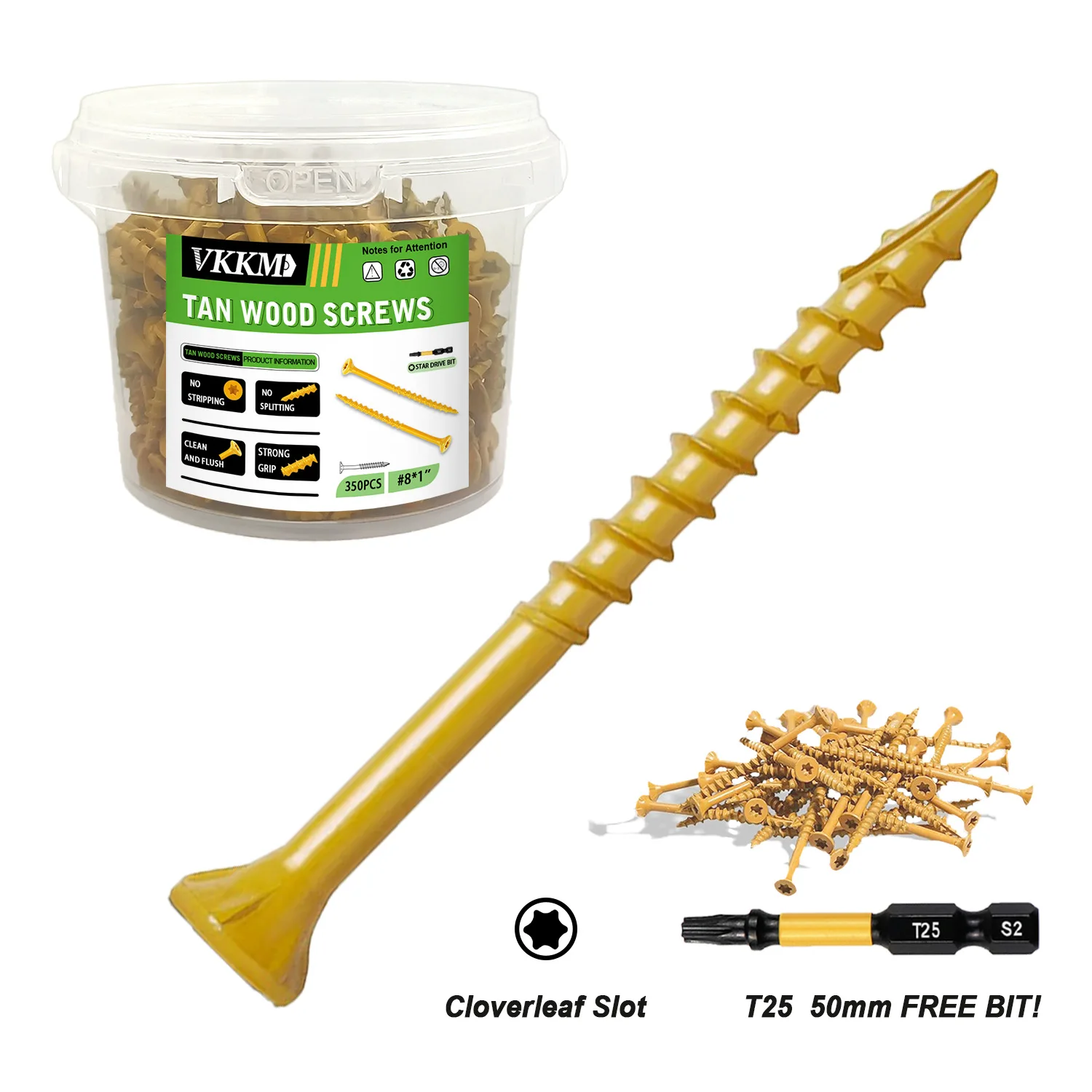 

Rust-Proof Yellow Paint Hex Washer Head T25 Torx Self-Tapping Wood Screws for Outdoor Use Long Screws