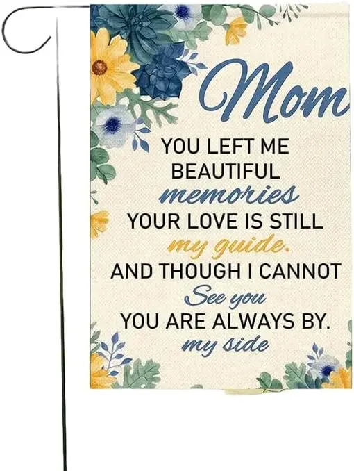 Memorial Mom Floral Garden Flag, 100% Polyester, 30x45cm, 1pcs Outdoor Yard Decoration Flag AAS