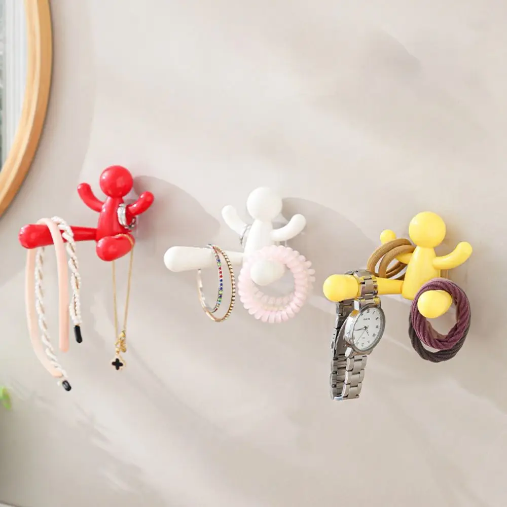 

3pcs Nail-Free Hook Creative Wall Shelf Organizer Cartoon Space Saving Key Storage Rack Portable Hair Accessories Hooks Bathroom