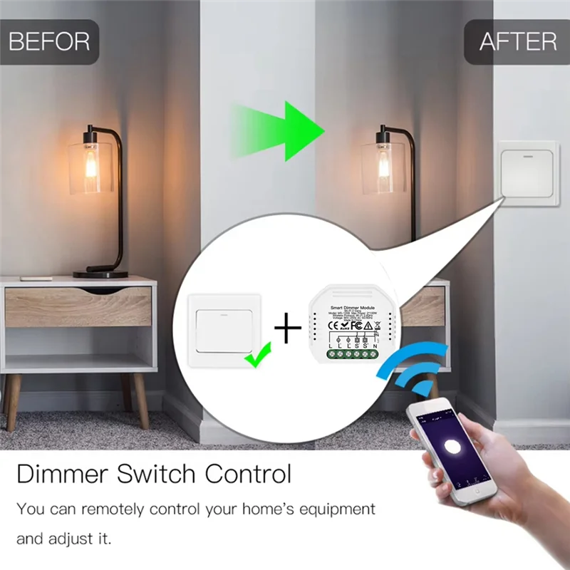 WORTHOWN-DIY Smart Wi-Fi светодиодный диммер 2-позиционный переключатель с голосовым затемнением умный переключатель для Smart Life Alexa Tuya APP