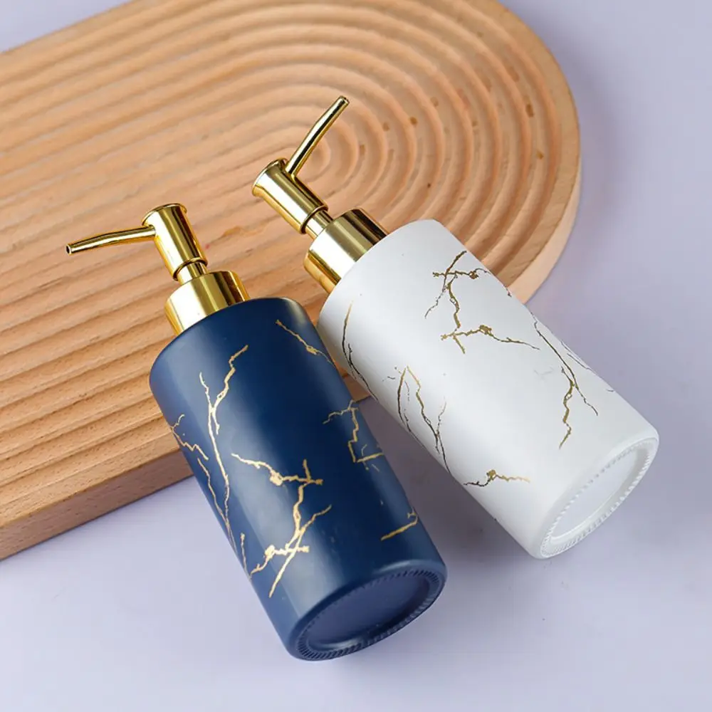 Practical Marbling Soap Dispensers 320ml Refillable Emulsion Bottle Glass Press Type Sanitizer Empty Bottle Hotel