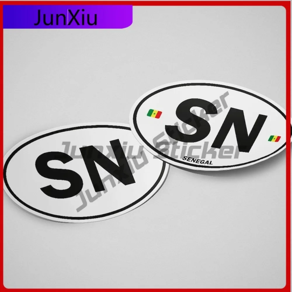 

Senegal Flag Sticker Oval-shaped White and Black Country Creative Motorcycle Helmet Refrigerators Scratch Resistant Scratch
