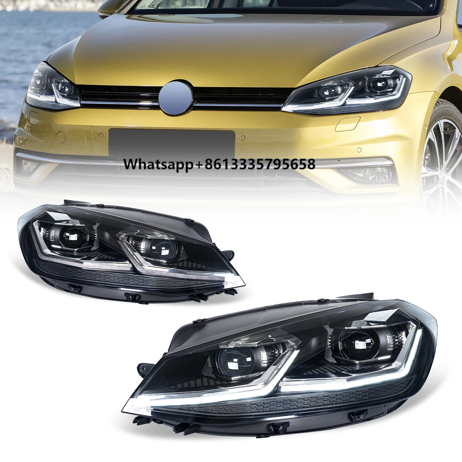 

Archaic Dynamic Turn Signal Headlamp VW Golf MK7.5 Plug & Play Dual Beam LED Headlights for Golf 7.5 TSI Head Lights