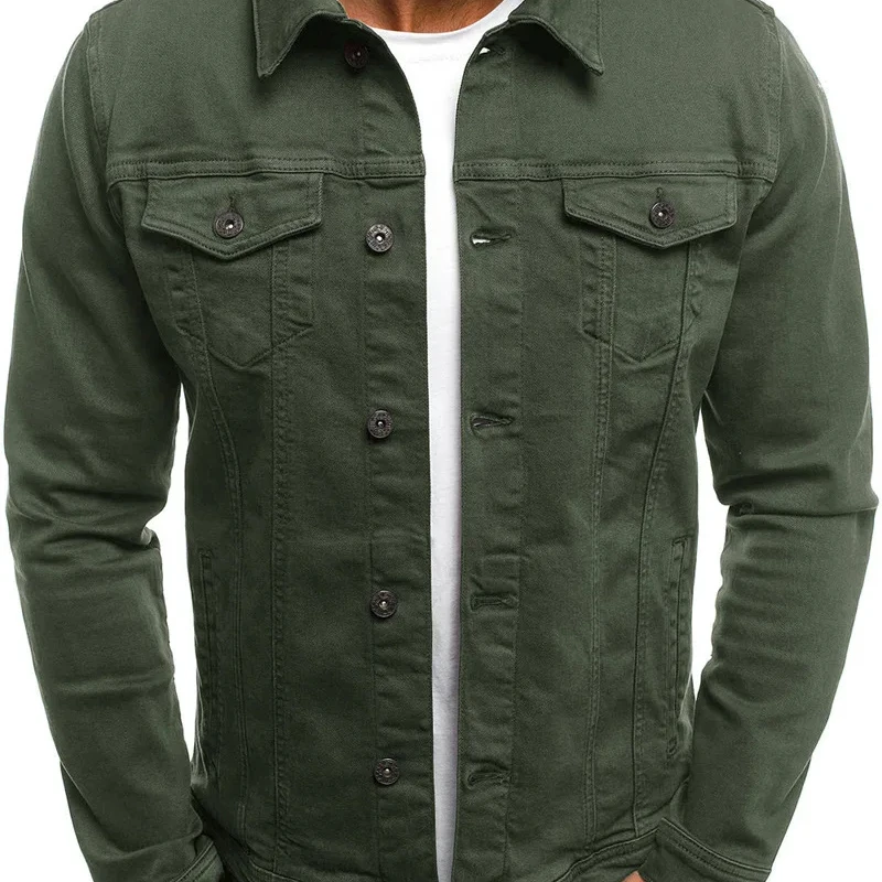 Factory Custom Fashion Slim Casual Solid Color Jacket Cardigan Button Work Jacket Men's Denim Jacket