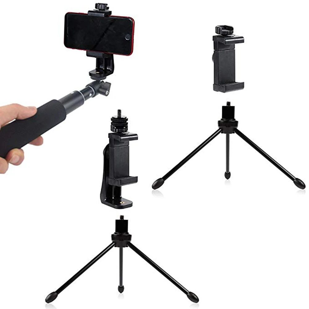 Tripod Mount Universal 360 Degree Mobile Phone Clip Compatible With All 1/4 Screw Phone Holder Desk Tripod Adapter For IPhone 15