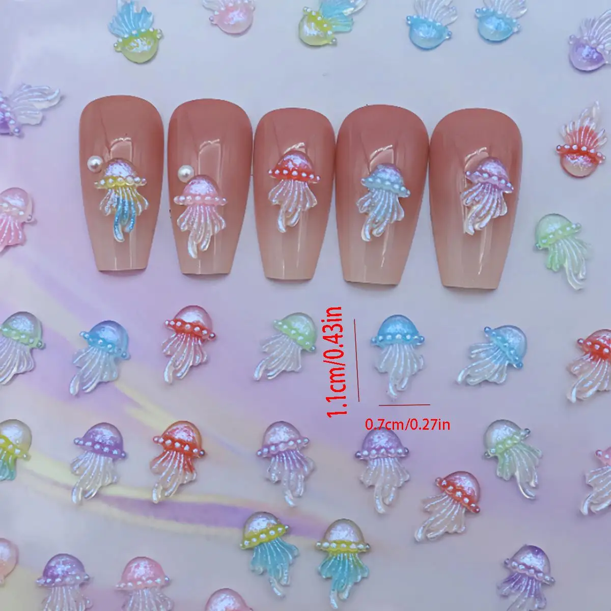 Set of 5/10/20 Mini Glow-in-the-Dark Resin Jellyfish Ornaments (Random Colors) – Suitable for DIY Nail Art and Accessories