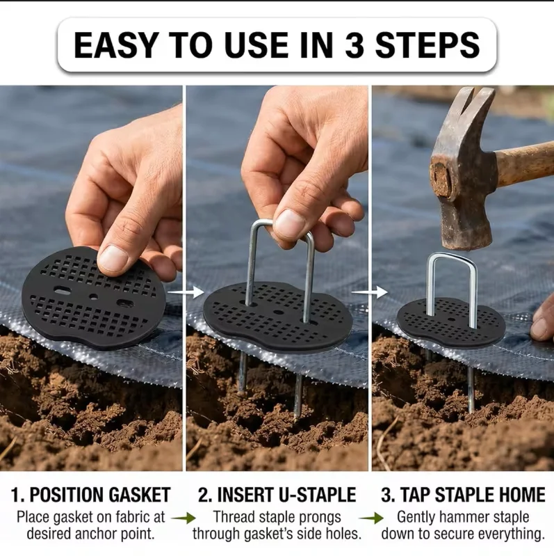 Lawn Nail Pad, Garden Fixing Nail, Plastic Buffer Pad, Outdoor Grass Proof Cloth, Fixing Needle Pad