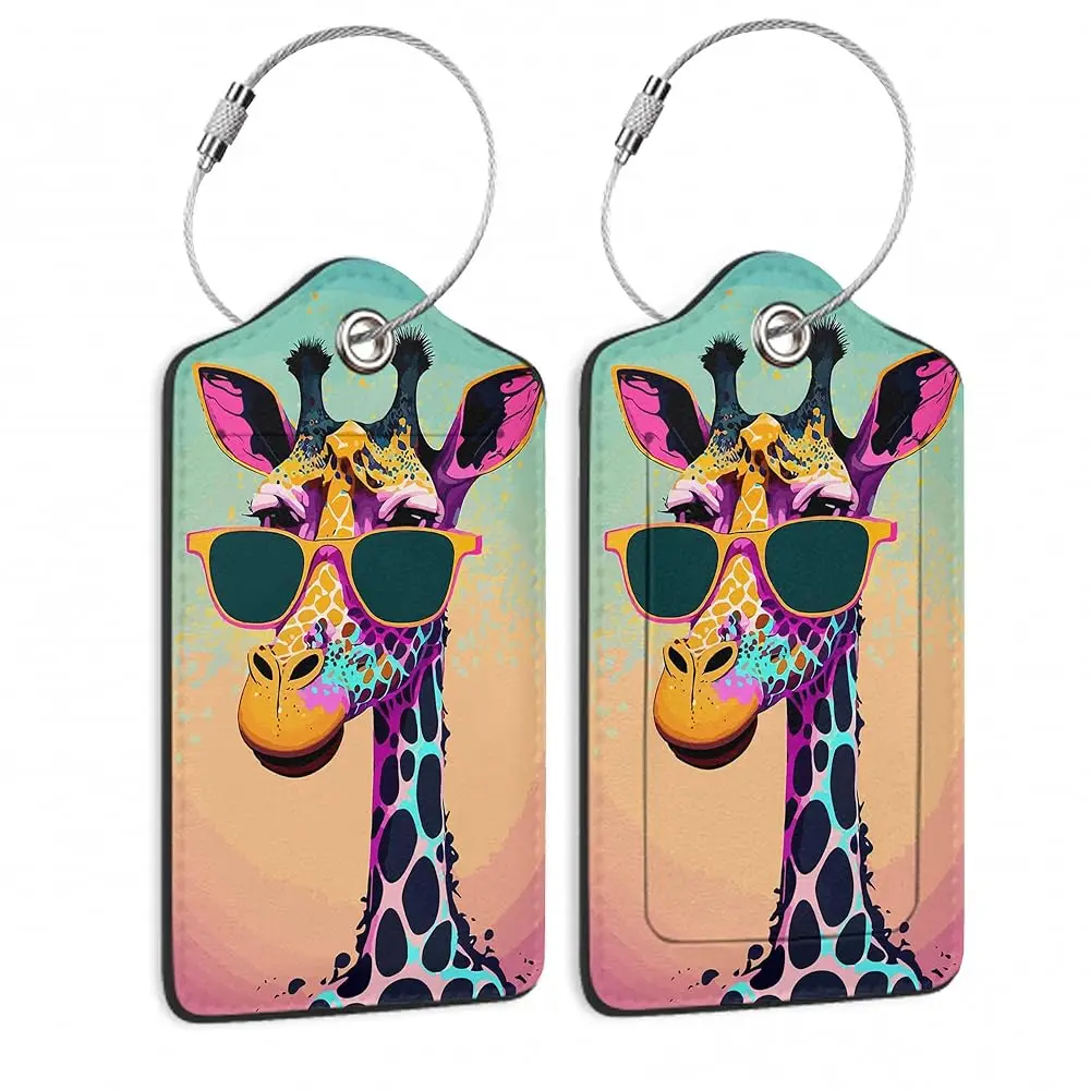 

Free ShippingLuggage Tags for Suitcase,2 Pack Funny Giraffe Sunglasses Luggage Tag PU Leather Privacy Cover ID Label with Stainl