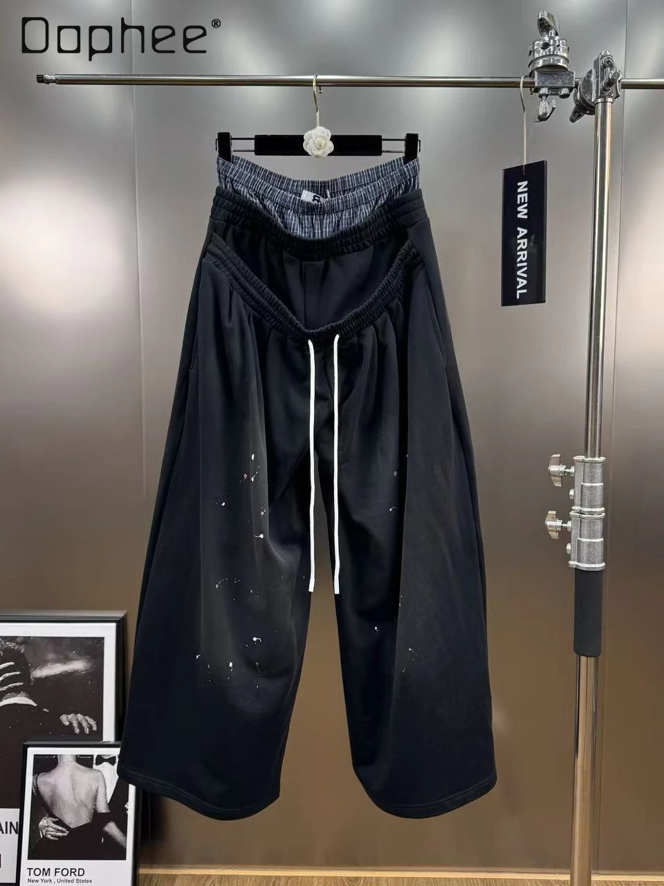 

Уличные пикантные девушки индивидуальные лоскутные длинные брюки с эластичной резинкой на талии широкие брюки универсальные однотонные свободные повседневные длинные брюки