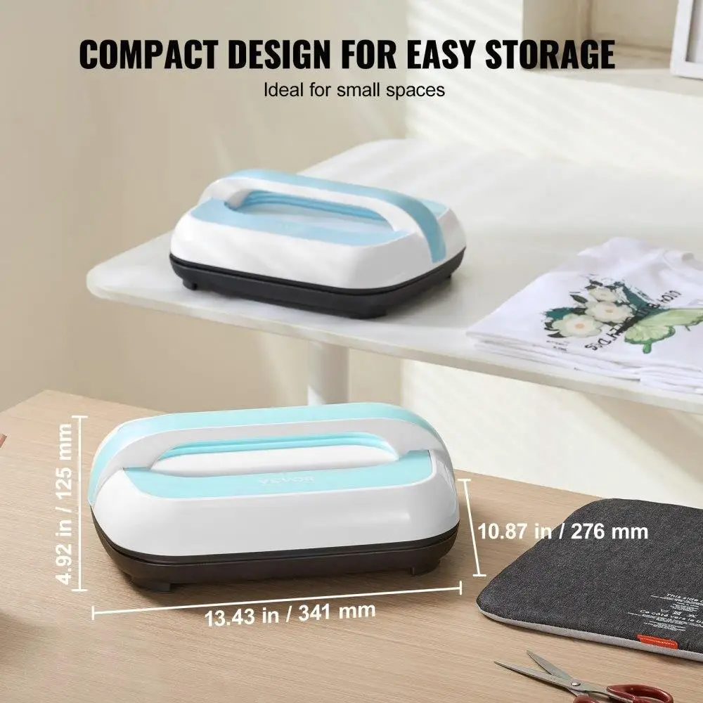 Heat Press Machine 12x10in Portable Heat Transfer Machine Blue White