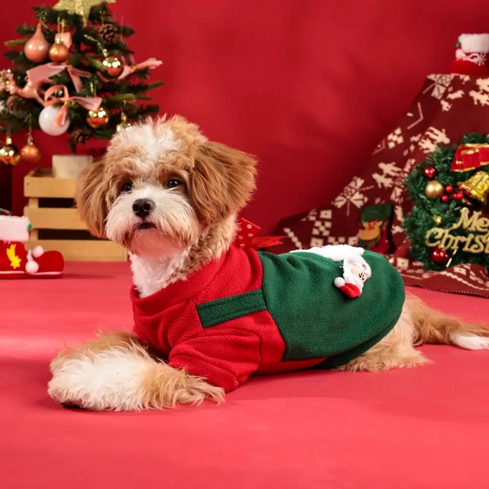 Pet Products Cartoon Puppy Kitten Christmas Clothing Cute Santa Claus Winter Dog Sweaters Funny Thicker Cat Clothes Keep Warmth