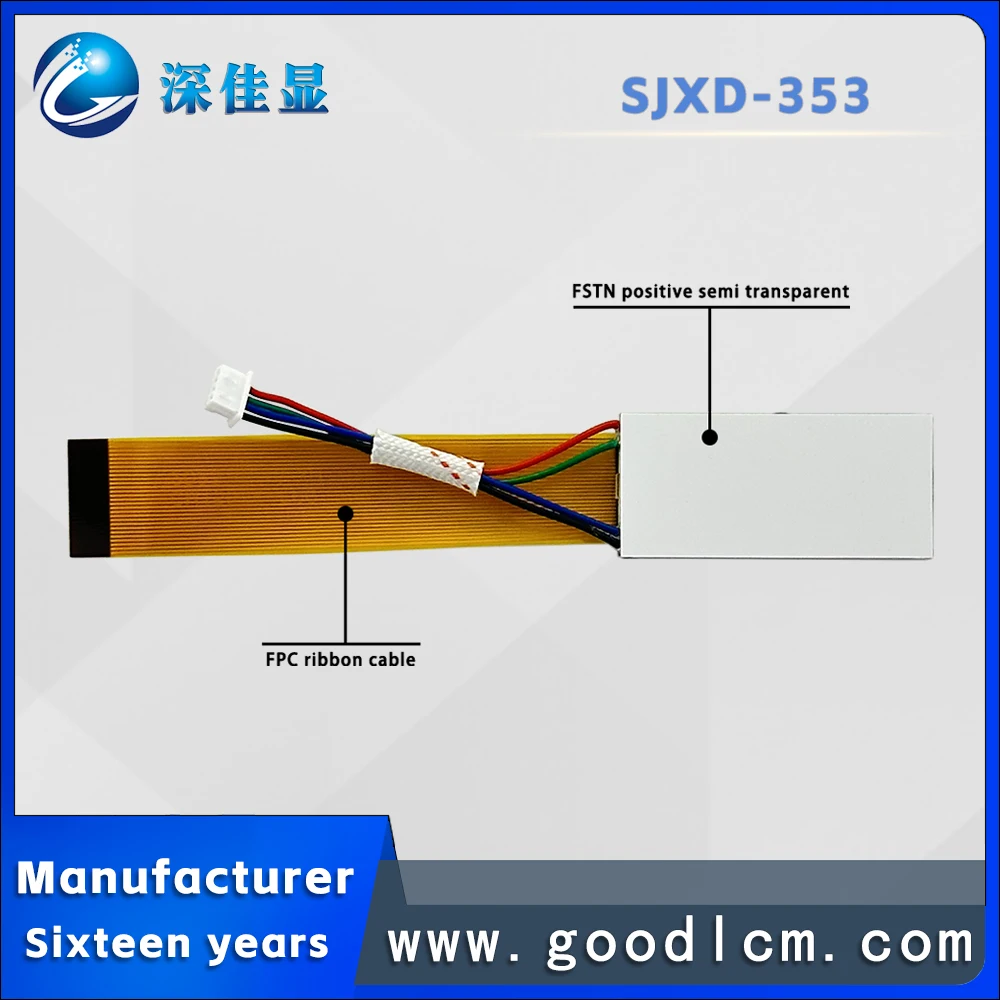 Klein Formaat Segment Code Type Lcd-Display SJXD-353 Instrument Monochroom Display Rgb Backlight Fpc Aansluiting 5.0V Voeding