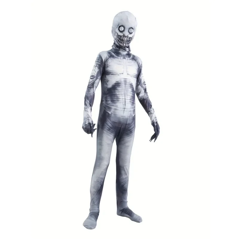 Halloween Sensenmann Skelett Rollenspiel Kostüm Bedruckte Horrormaske Spielen Reißverschluss Overall Kinder Party Bühnenkostüm