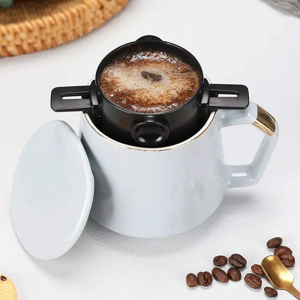 Coffee Filter Stainless Steel Filter-free Coffee Funnel Double-layer Portable Folding Ear Hand-brewed Coffee Filter Cup