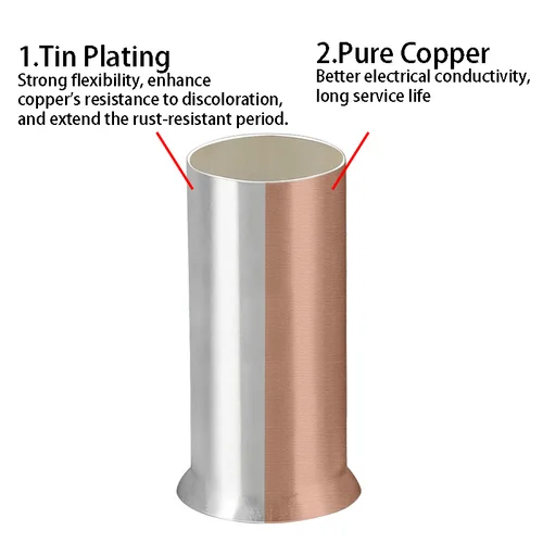 Imagen 2 del producto Kit de terminales de extremo de cable no aislados de cobre puro EN0508 EN1008 EN4009 casquillos de alambre desnudos terminales de engarzado conector de cable