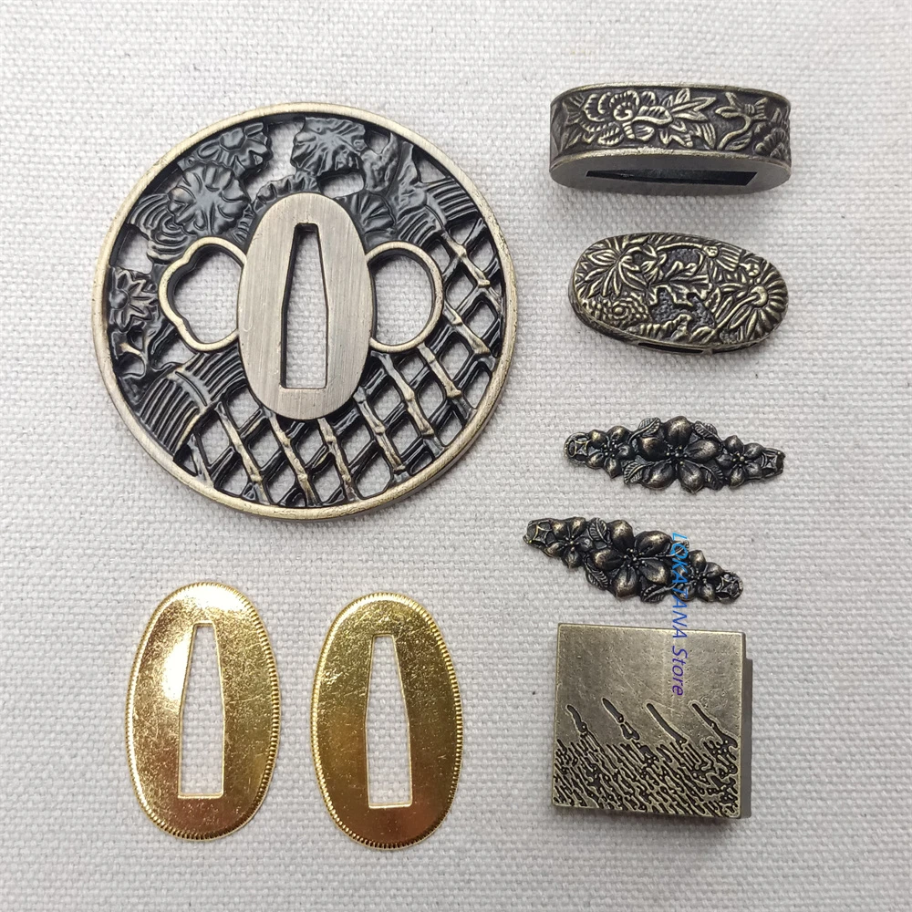 A Set Japanese Tsuba Fuchi Kashira Seppas Habaki Fittings F Japan Sword Samurai Katana Parts