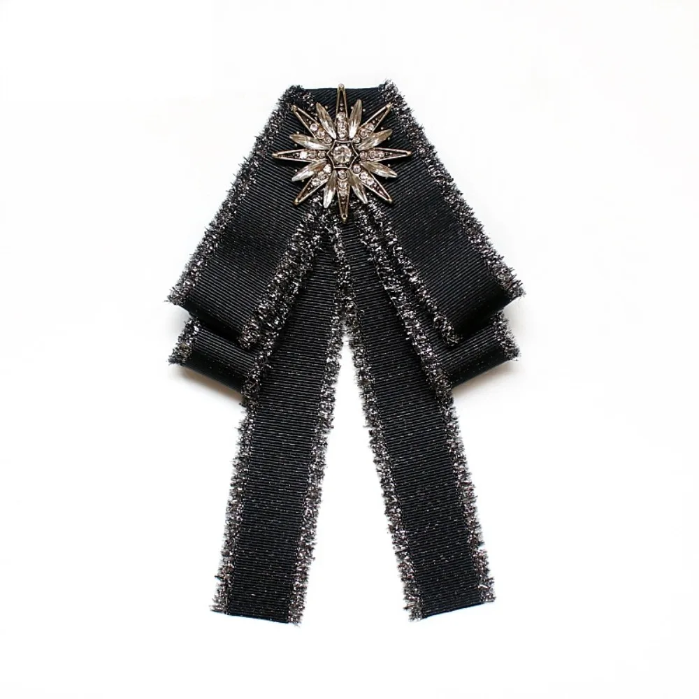 جديد شريط بوليستر Bowknot بروش دبوس أسود خمر طوق ربطة العنق كليب العنق الديكور النساء