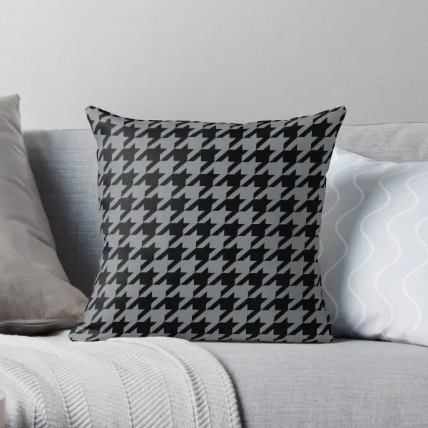 Black And Gray Houndstooth  Printing Throw Pillow Cover Fashion Decor Wedding Car Soft Cushion Home Pillows not include One Side