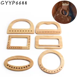 2/10/30PCS Natural Round/Rectangle Shape Wooden Purse Frames Handle With Hole For DIY Sewing Bags Handbag Shoulder Accessories