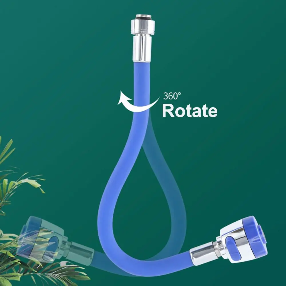 360 Degree Rotation Kitchen Tap Extension Pipe 1/4inch Universal Interface Stainless Steel Flexible Kitchen Faucet Silicone Hose