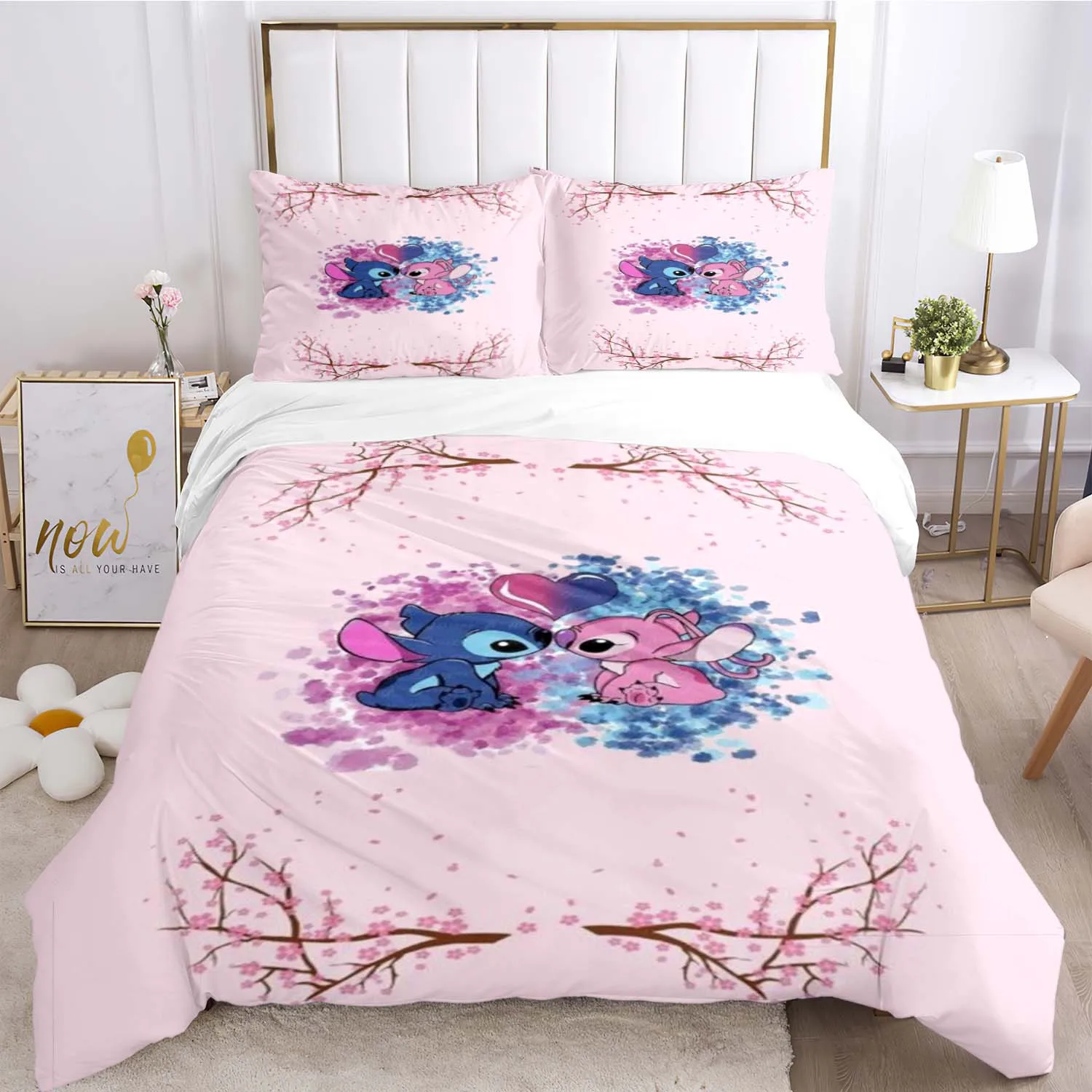 Imagem -06 - Conjunto de Cama Ponto Disney para Crianças Anime de Desenhos Animados Colcha de Monstro Capa de Edredão Fronha Gêmeo Cama King Size Cama Confortável