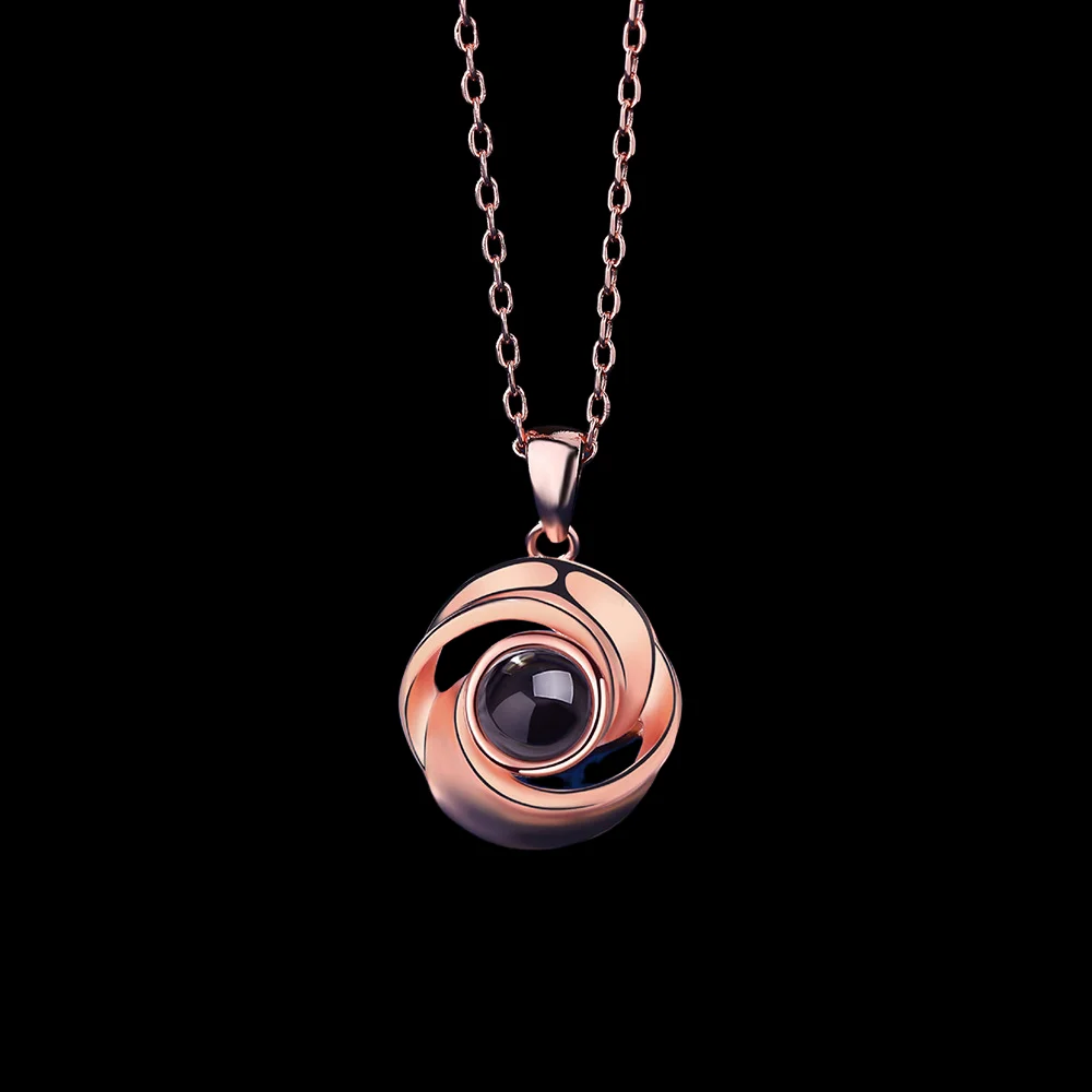 Personalized Photo Projection Nekclace with Custom Photo Rose Flower Shaped photo Projection Pendant Necklace Memorial Gift 2025 - Image 3