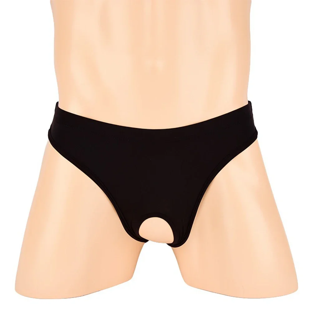 

Men Sexy Front Hollow Out Briefs Erotic Lingerie Ice Silk Smooth Breathable Panties Low Waist Underwear Stretchy Solid Knickers