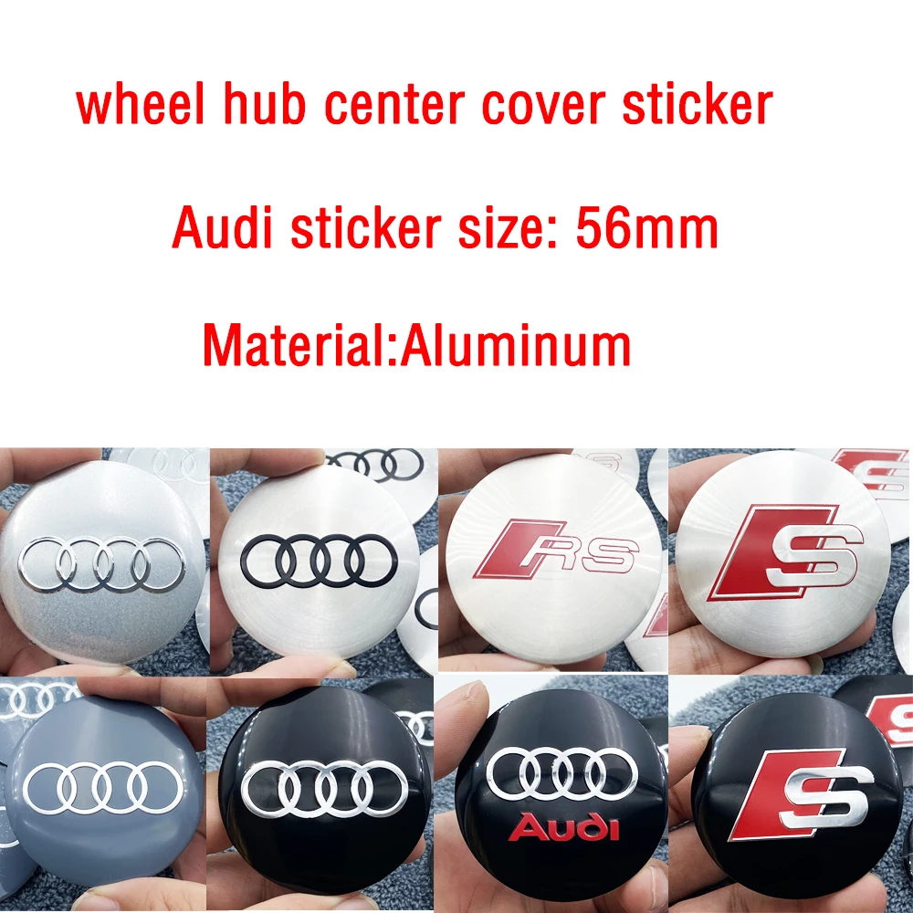 4pcs/lot 56/65mm Wheel Hub Cap Emblem Sticker Car Decoration for AUDI A3 A4 B7 B8 B9 A5 A6 A7 A8 Q1 Q2 Q3 Q5 Q7 Q8 TT RS R8