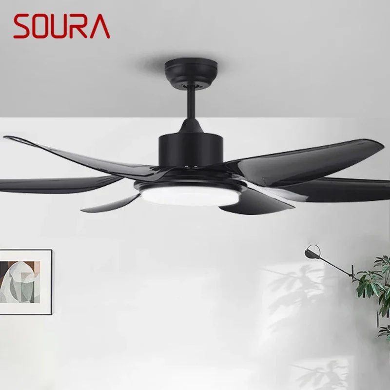 

SOURA Nordic LED Fan Light American Style Restaurant Living Room Study Ceiling Fan Light Remote Electric Fan Light