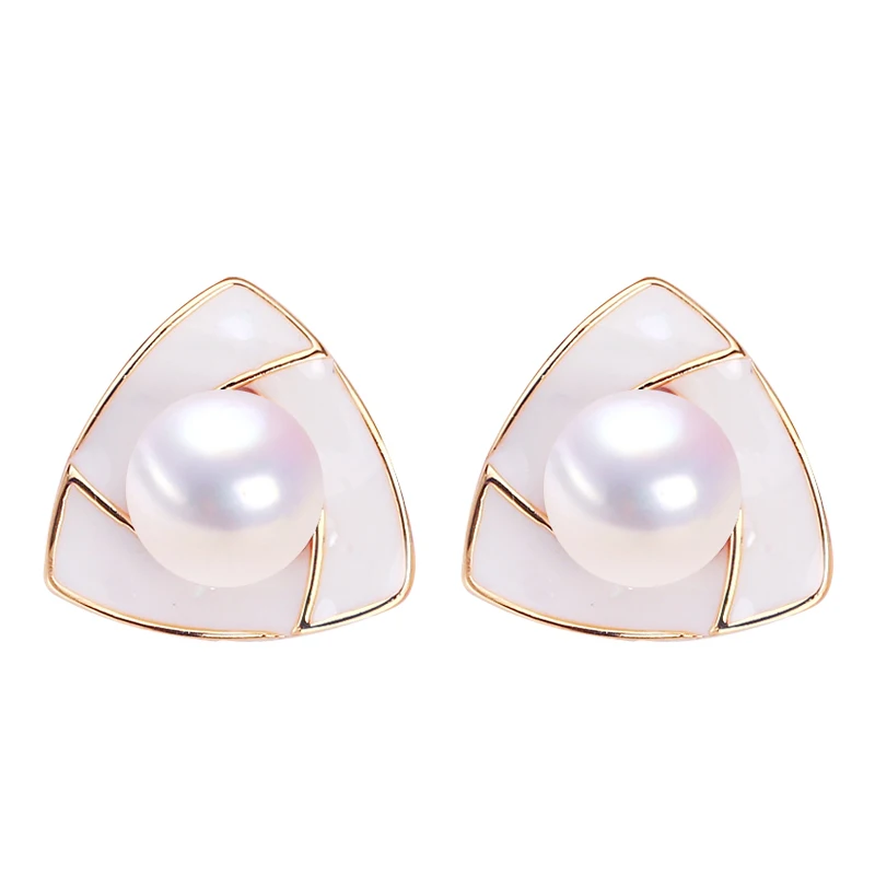 

ZHBORUINI Hot Selling Modern Stylish 100% Natural Freshwater Pearl Earrings For Women Triangle Pearl Jewelry For Woman Gift