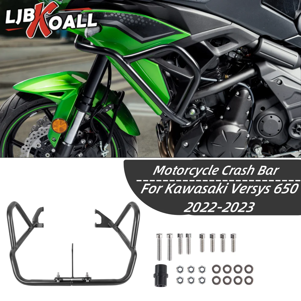 Motorcycle Highway Crash Bar Steel Engine Guard Bumper Frame Protector For Kawasaki Versys 650 2022-2024 Versys650 Accessories