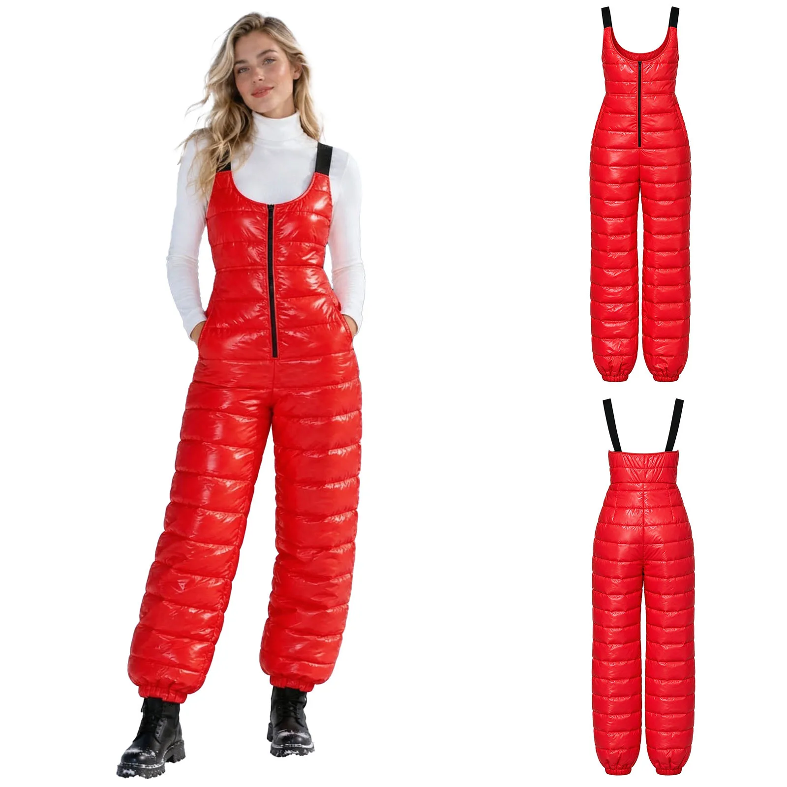 Womens Water Resistant Padded Romper Overalls Snowboarding Bibs Pants Jumpsuit for Winter Skiing and Snowboarding Activities