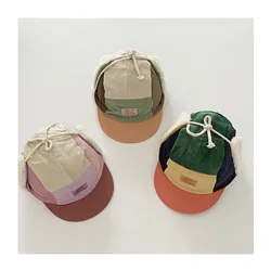 4-6y Winter Kids Muts Corduroy Baseball Caps Bont Voering Patchwork Warme Hoed 50-52Cm