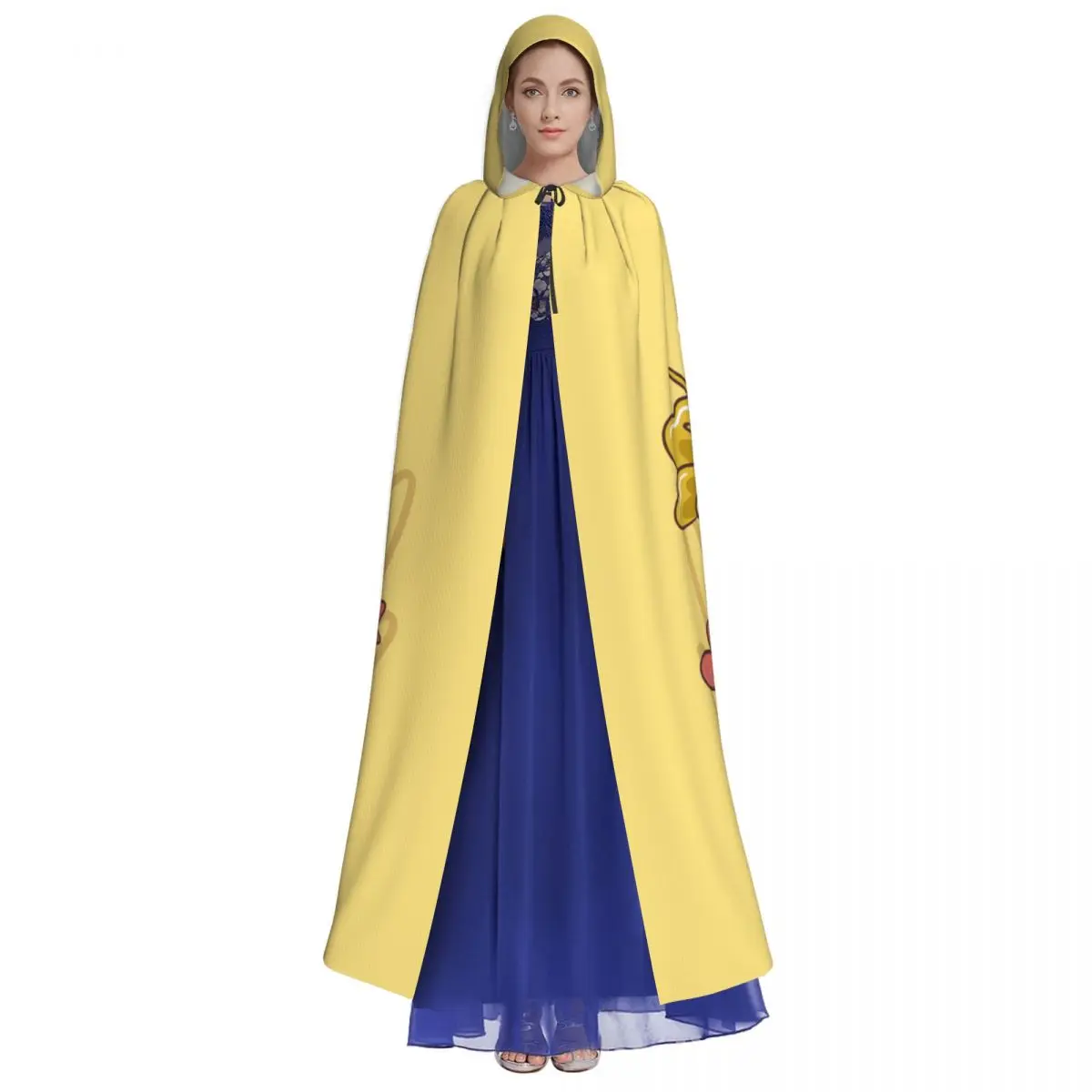 Hooded Cloak Unisex Cloak with Hood Cloak Cosplay Costume Yellow Skull Background With Flowers