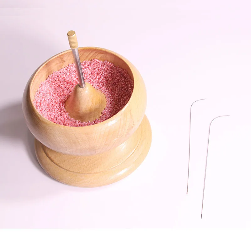 Manual Wooden Crafts Bead Spinner Bowl String Seed Beads Chain Tool String Loader  Jewelry Making