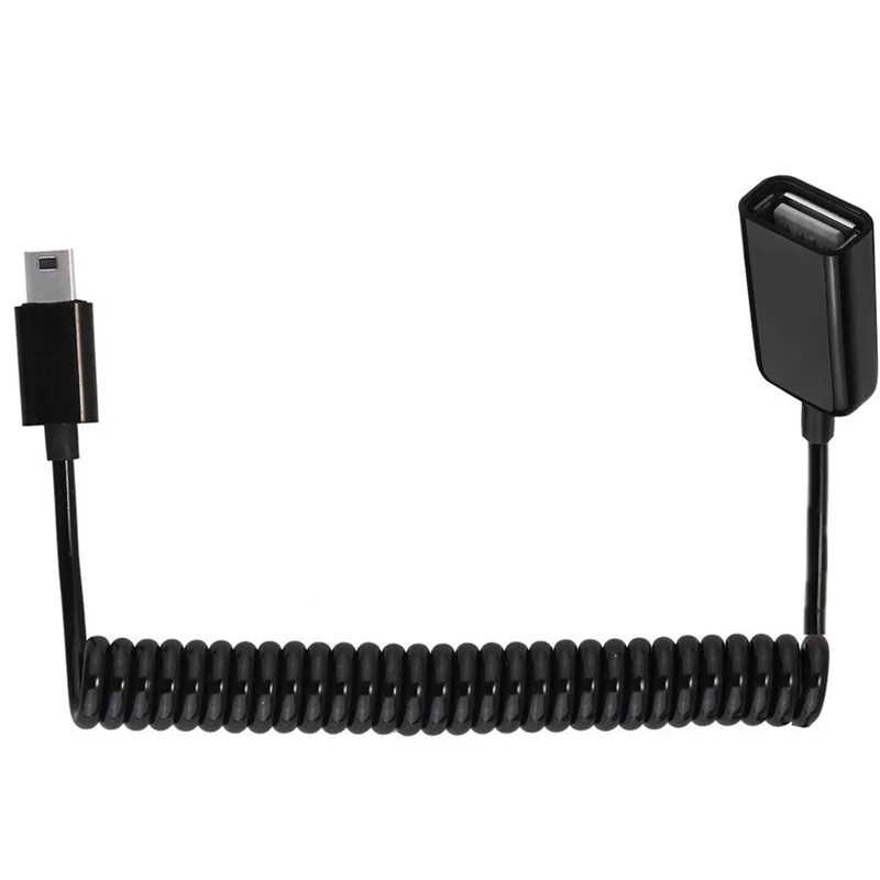 Spring Spiral Coiled USB 2.0 A Female to Micro USB B Mini 5Pin USB Male Spiral OTG Cable Adapter Cord