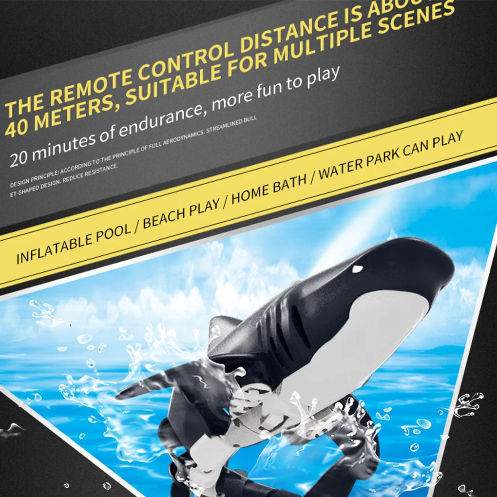 Shark RC2 4G Remote Control Boat Simulation Electric Toys for Boys Kids Bath Toy Swimming Pool Play Water Outdoor Game