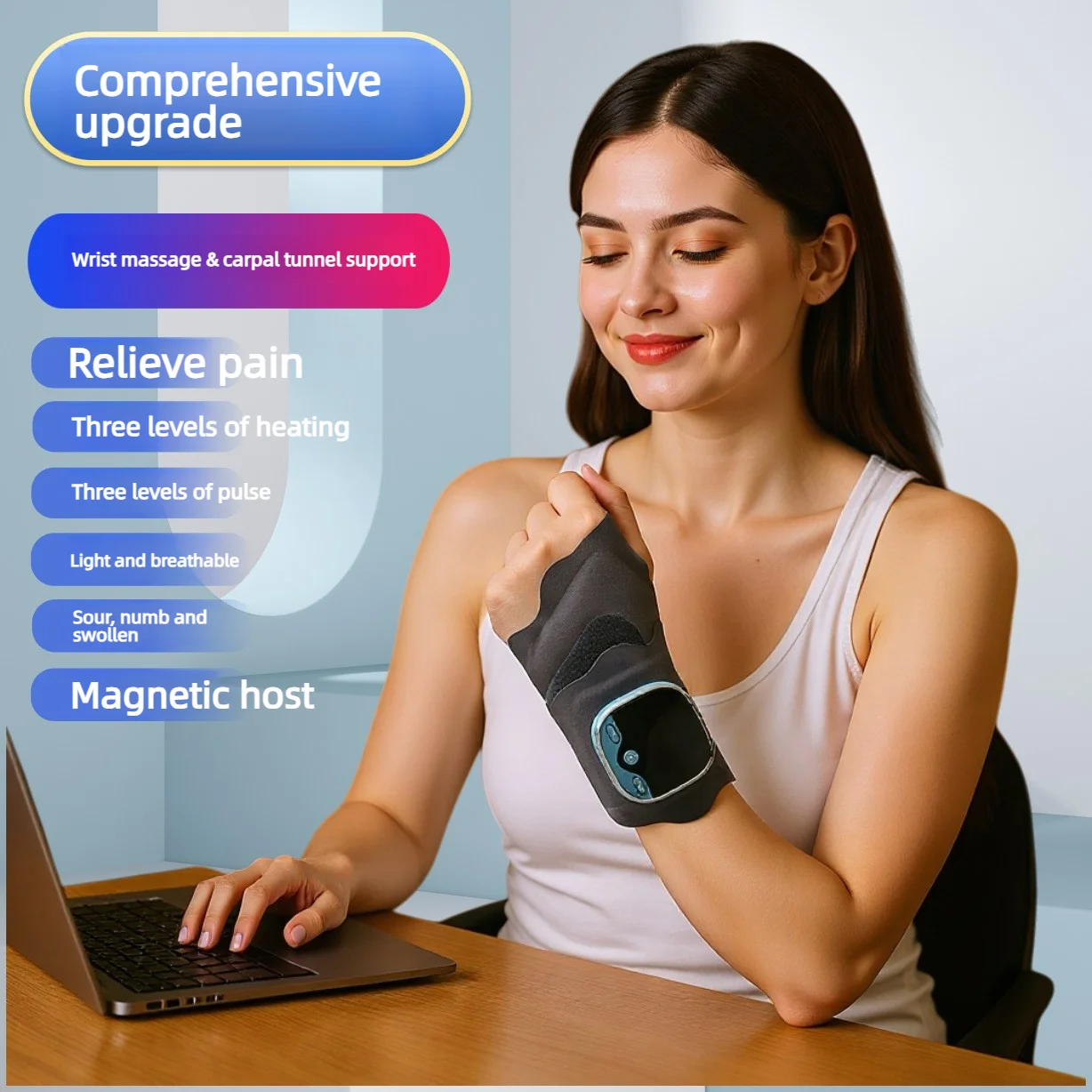 

Electric Heating Wrist Massager EMS Wrist Guard Wrist Support Strap Hot Compress 3 Levels Vibration Massage Smart Wrist Massager