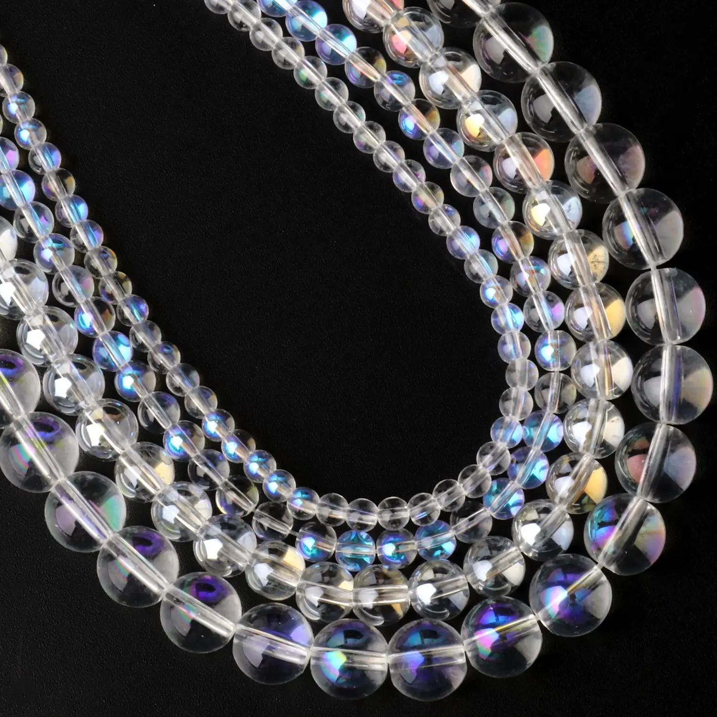 Natural Stone Blue Purple Clear Crystal Round Beads Transparent Loose Spacer Beads for Jewelry Making DIY Charms Bracelet15\'\'