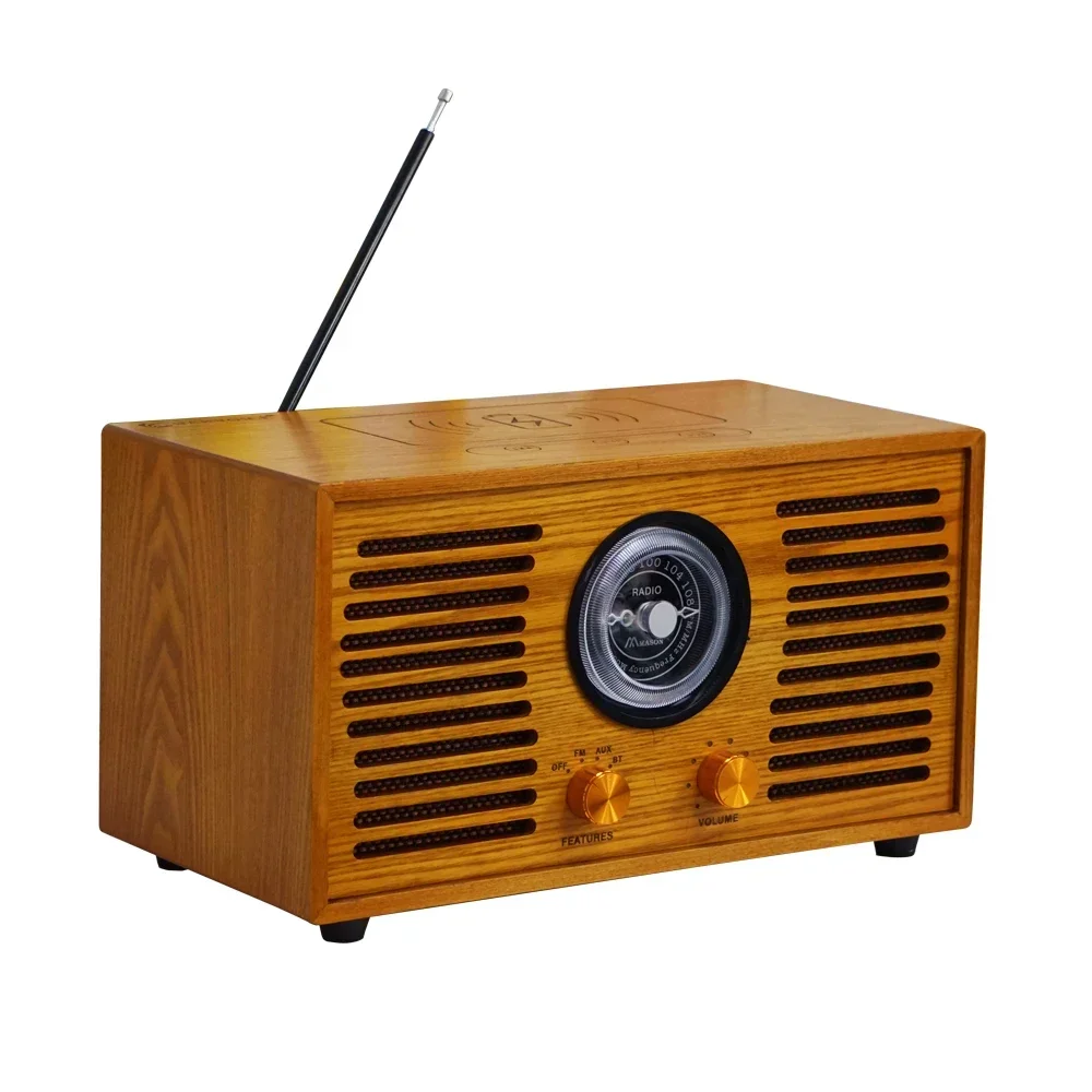 

Мейсон DS-8020N MP3-плеер деревянный ретро портативный домашний FM-радио с беспроводной зарядкой BT USB