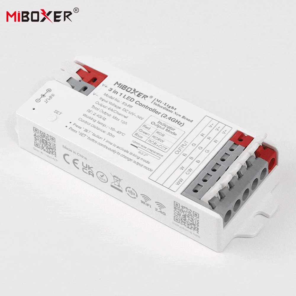 Miboxer DC12-24V E2-RF 2w1 E3-RF 3w1 2.4GHzRF Pilot zdalnego sterowania Kontroler LED Pojedynczy/dwukolorowy ściemniacz taśm LED RGB RGBW RGBCCT