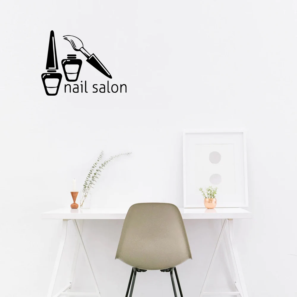 

1 pc hot sale nail salon Barber shop Wall sticker Decal Room Removable Mural For beauty salon Decoration Vinyl Mural Decal