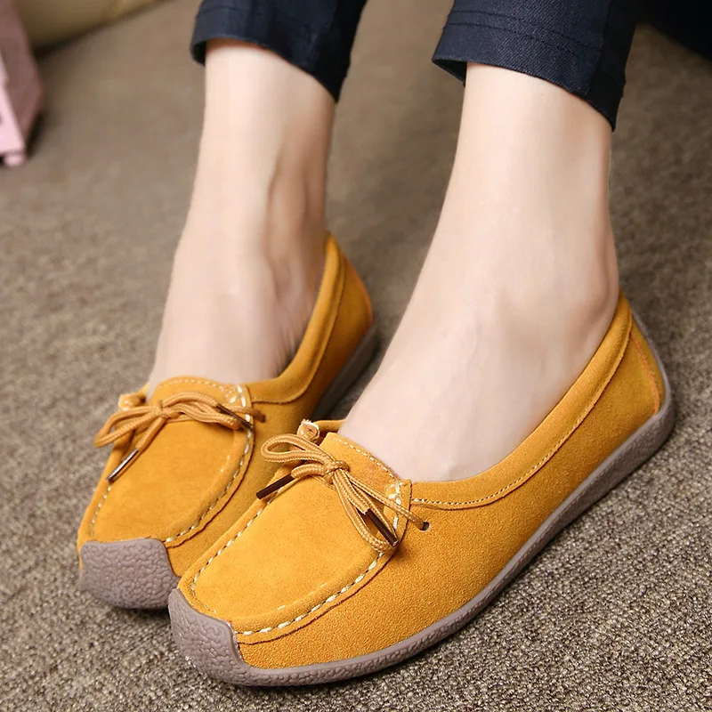 Suede Leather Flat Shoes for Women Casual Comfortable Slip On Light Walking Shoes New 2023 Autumn Flats Women Loafers WSH4652