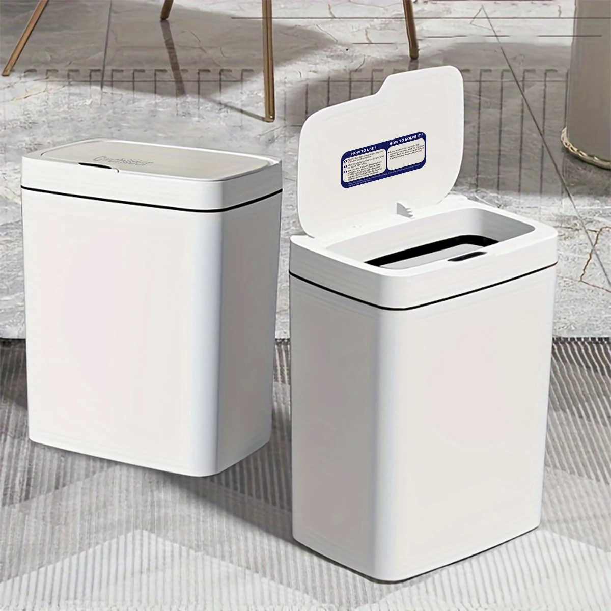 

Бесконтактный умный мусорный бак с открытой крышкой, уплотнение запаха, бесшумное ведро для подгузников для детской комнаты, гостиной, кухни и ванной комнаты