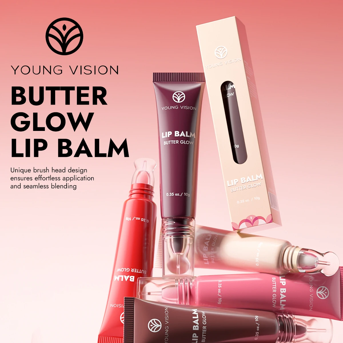 يونغ فيجن 6 ألوان بيرليسسينت أنبوب لامع ناعم للشفاه مغذي ومرطب كريستالي شفاف لون شفاه لامع مائي