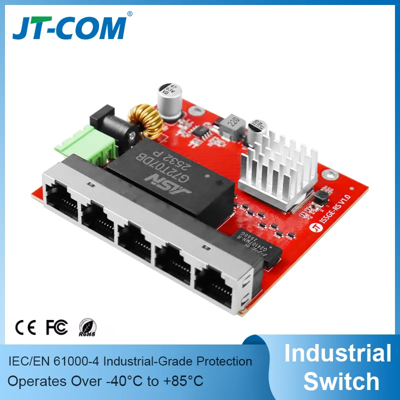 1.25G 5-Port RJ45 Industrial Ethernet Switch 1000M Network Plug And Play Hub Fanless Internet Splitter for Stable Data Transfer